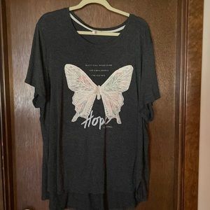 Gray 26/28W Tee Shirt with Butterfly